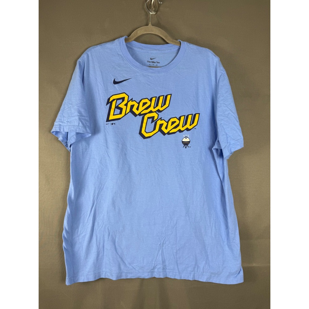 Nike T-Shirt Mens XL Blue Milwaukee Brewers Brew Crew MLB Graphic Tee